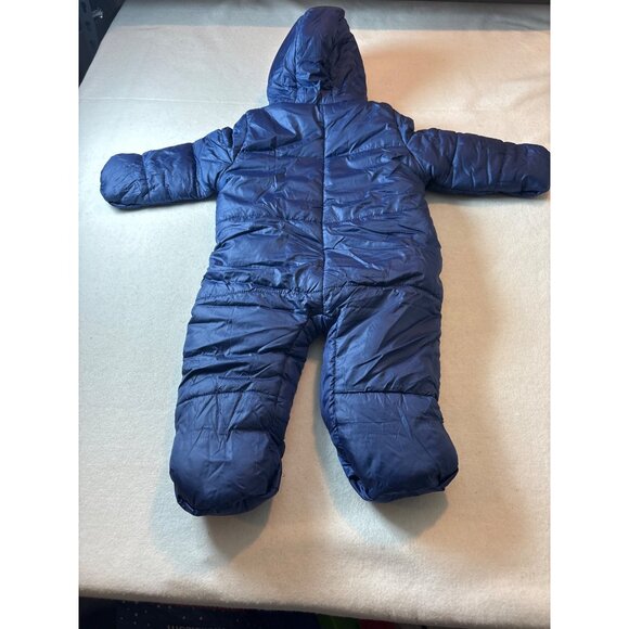 Baby Blue Puffer Snowsuit With Hood & Bear Patch 12-18 months - Picture 9 of 13
